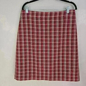 Ann Taylor Pencil Skirt Size 12 Pink and Black Checked Preppy